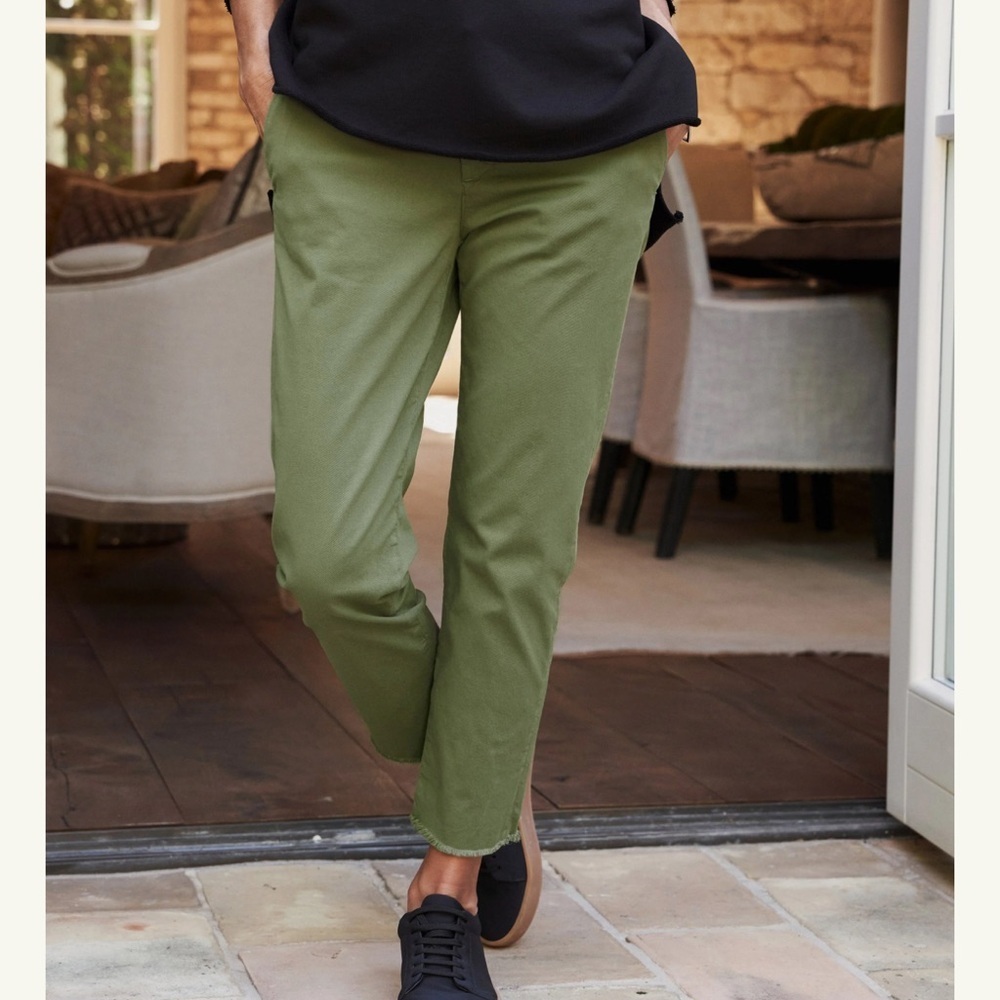 Frank & Eileen Cropped Wicklow Chino Pants in Green Sz 0 Mid-Rise Relaxed Fit